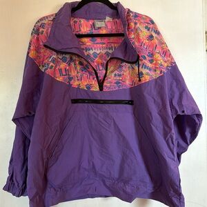 Seattle Blues vintage 1/4 zip pullover jacket wind breaker purple hot pink teal